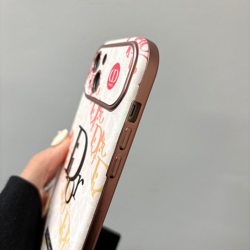 Módní kožené pouzdro na iPhone v bílé a hnědé barvě  
