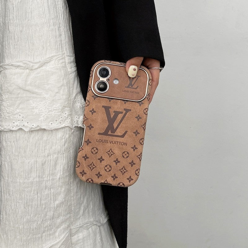 Coque iPhone en cuir marron et noir de luxe