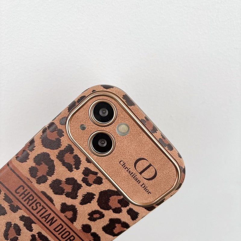 Étui iPhone en cuir marron tendance