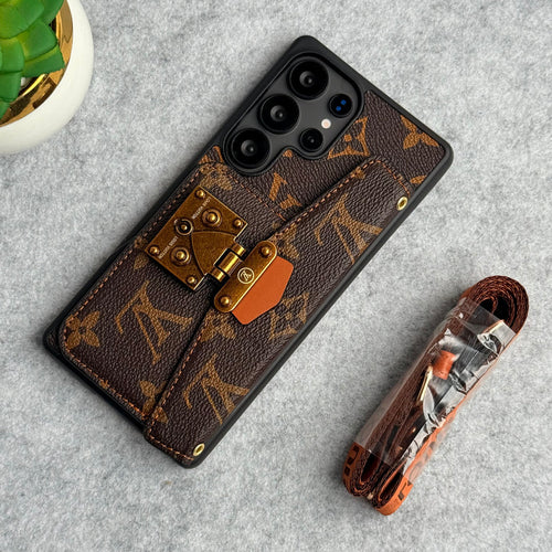 ÉTUI PORTE-CARTES EN CUIR DE MARQUE AVEC FERMETURE ÉCLAIR POUR SAMSUNG GALAXY