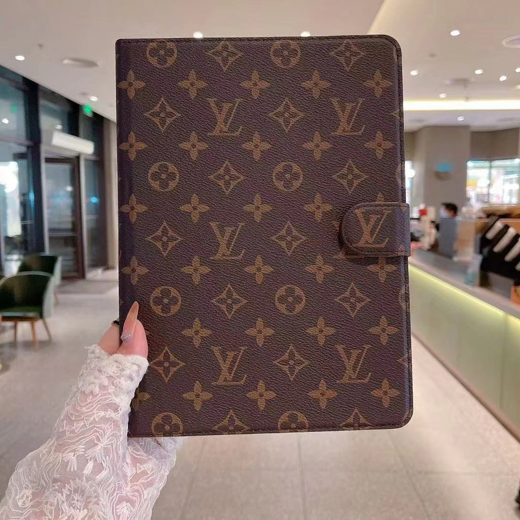 Luxusní černé plátěné monogramové kožené pouzdro s letním motivem pro Apple iPad