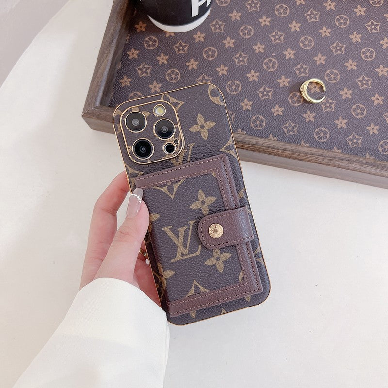Luxusní klasické barevné pouzdro na iPhone s kapsou na karty