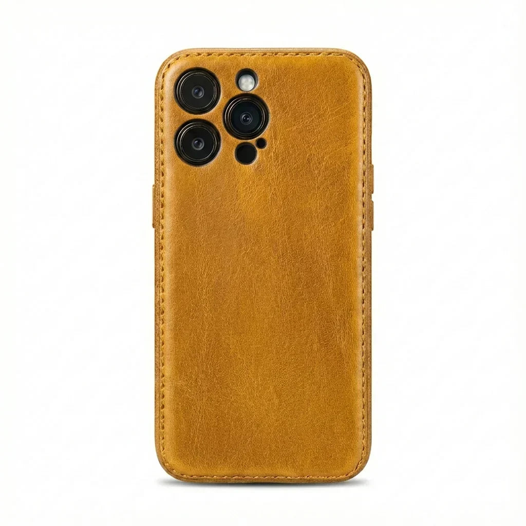 Étui iPhone en cuir tanné végétal fait main – Édition Patine Vintage