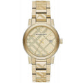 Hodinky Burberry The City rytý vzor zlaté 38mm