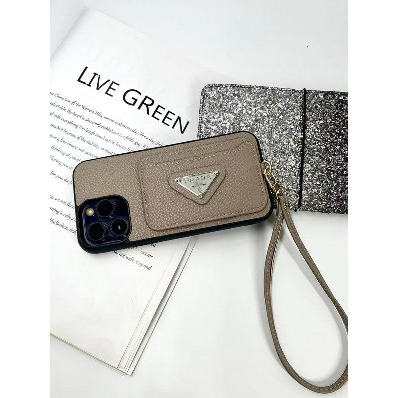 Coque iPhone avec porte-cartes de luxe quatre couleurs