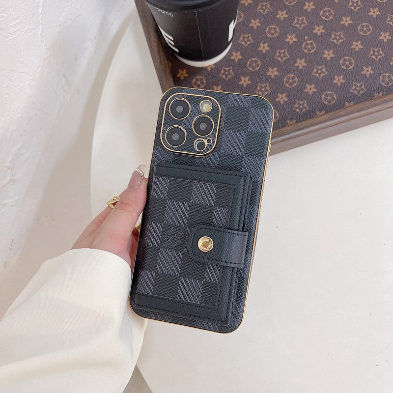 Luxusní klasické barevné pouzdro na iPhone s kapsou na karty