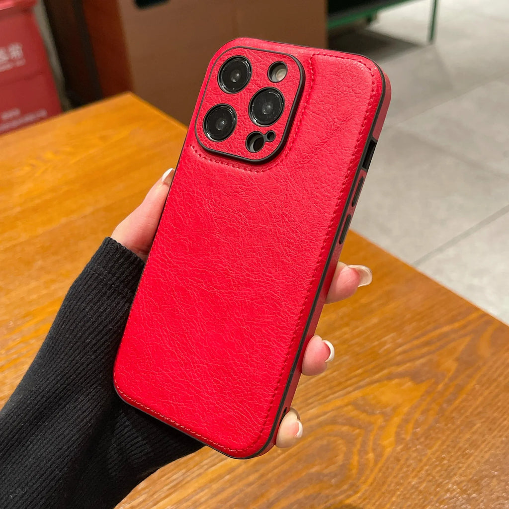 Coque iPhone en cuir vintage premium – Housse de protection antichoc toucher doux