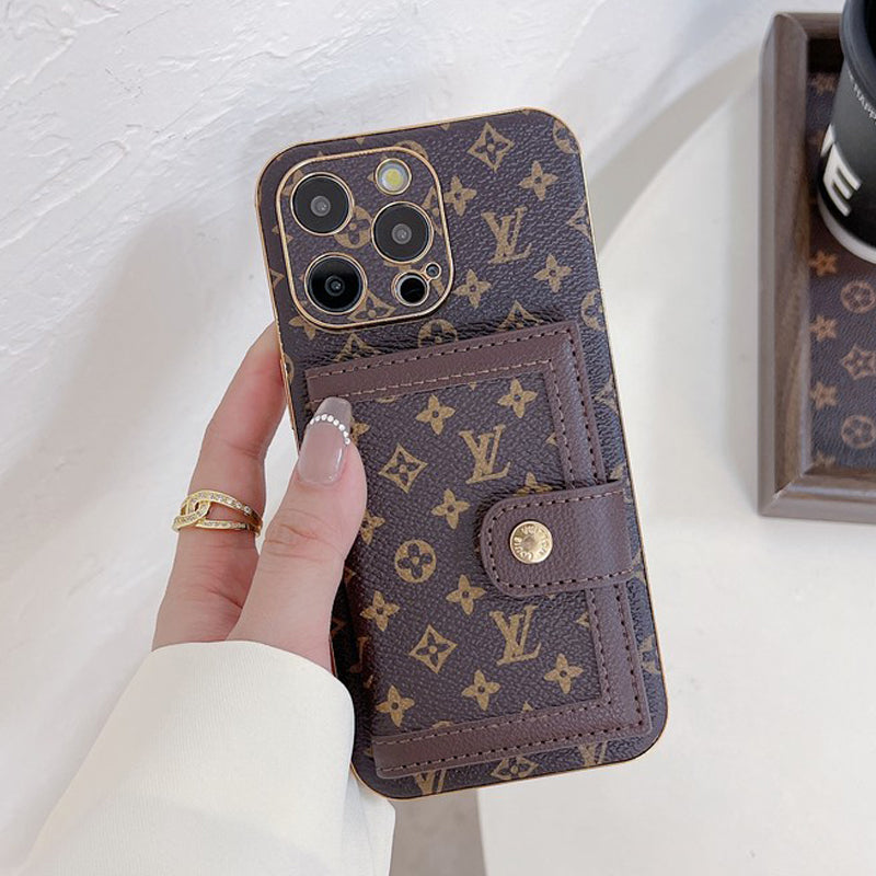 Luxusní klasické barevné pouzdro na iPhone s kapsou na karty