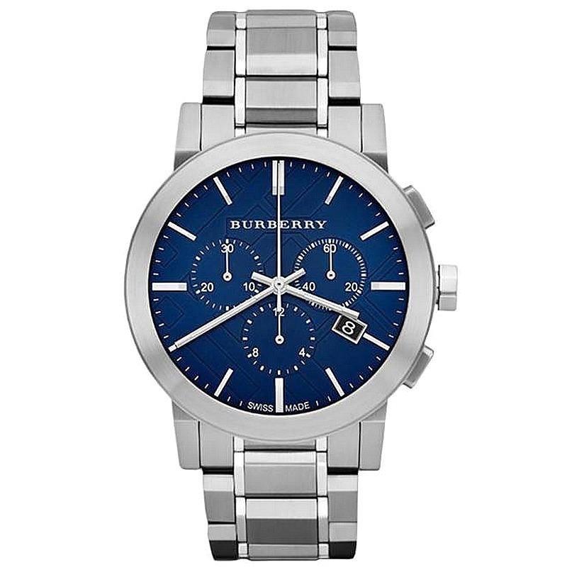 Pánské hodinky Burberry modro-stříbrný chronograf 42mm