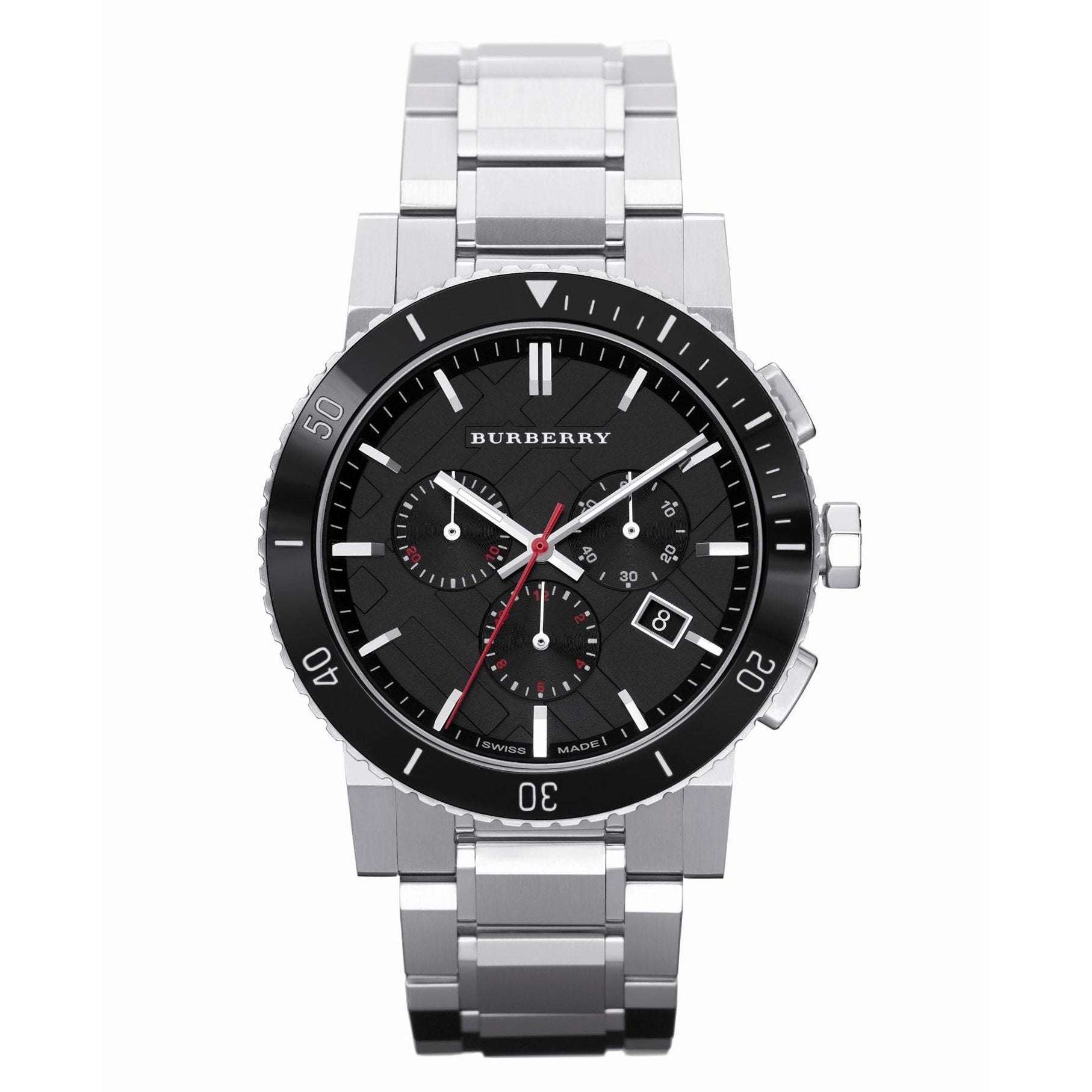 Burberry Herrenuhr mit silbernem Chronograph, 42 mm