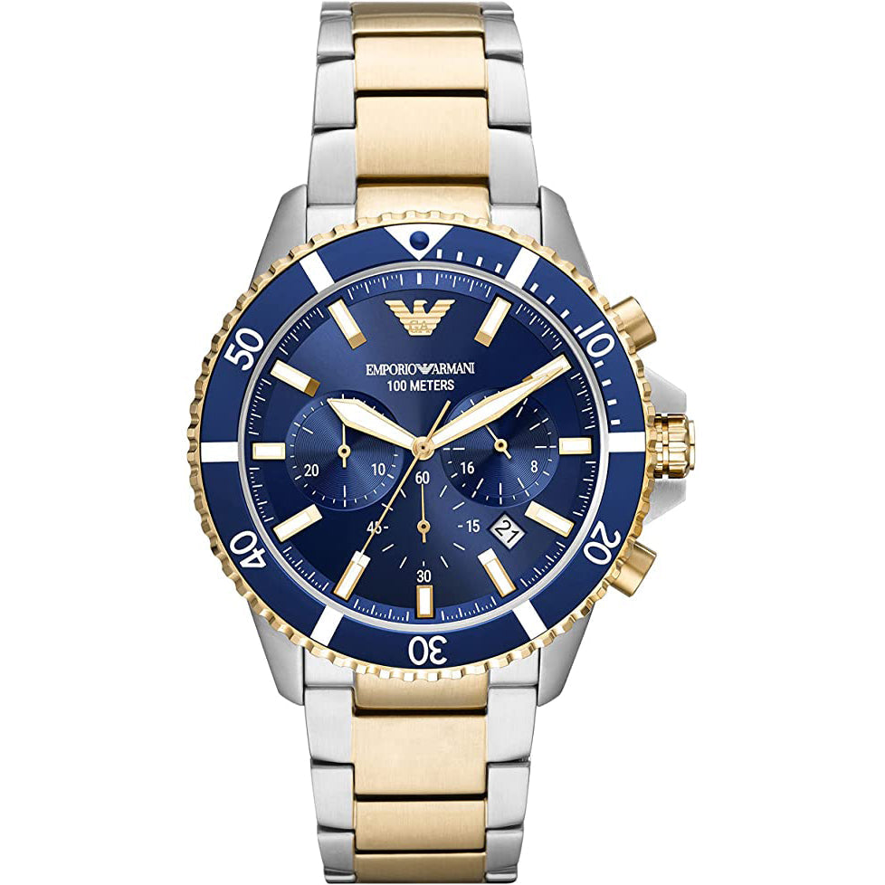Pánské chronografové potápěčské modré hodinky Emporio Armani  