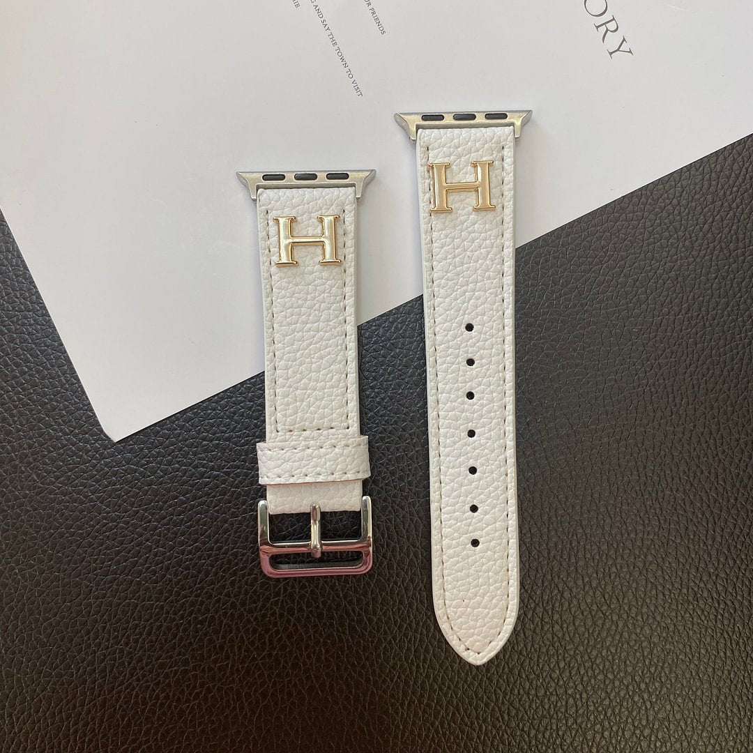 Bracelet en cuir véritable à motif pour Apple Watch