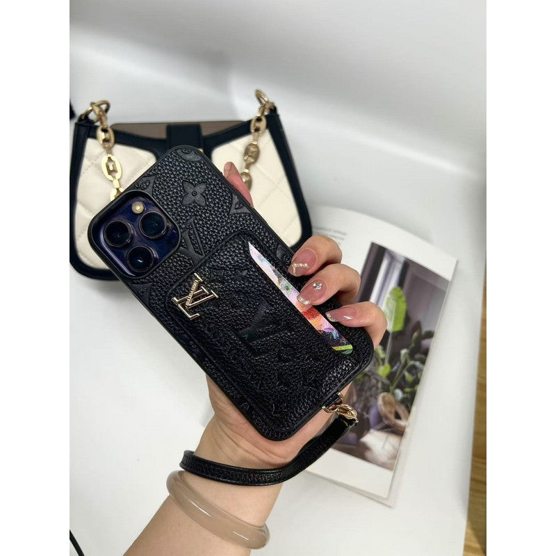 Étui iPhone de luxe quatre couleurs avec porte-cartes