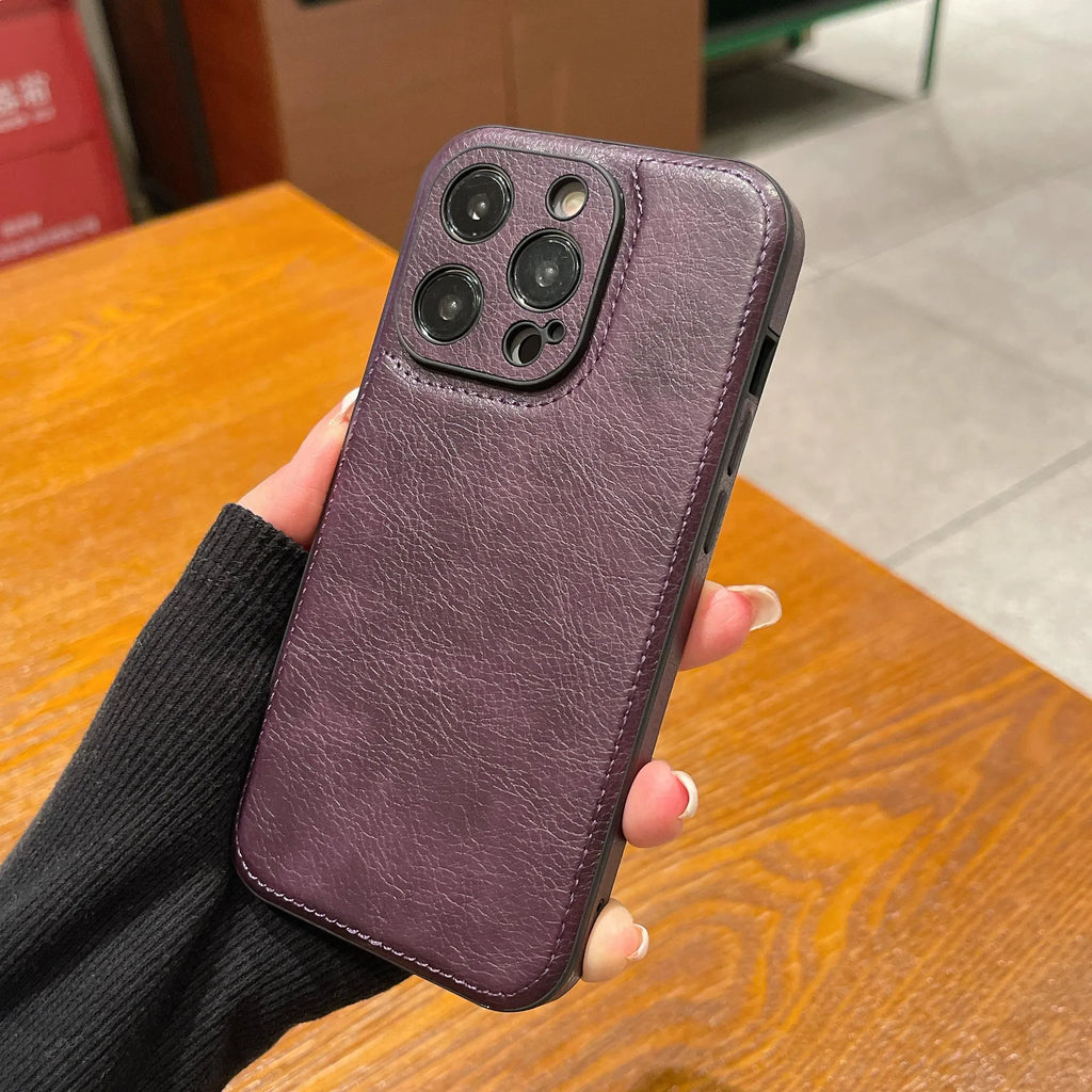 Coque iPhone en cuir vintage premium – Housse de protection antichoc toucher doux