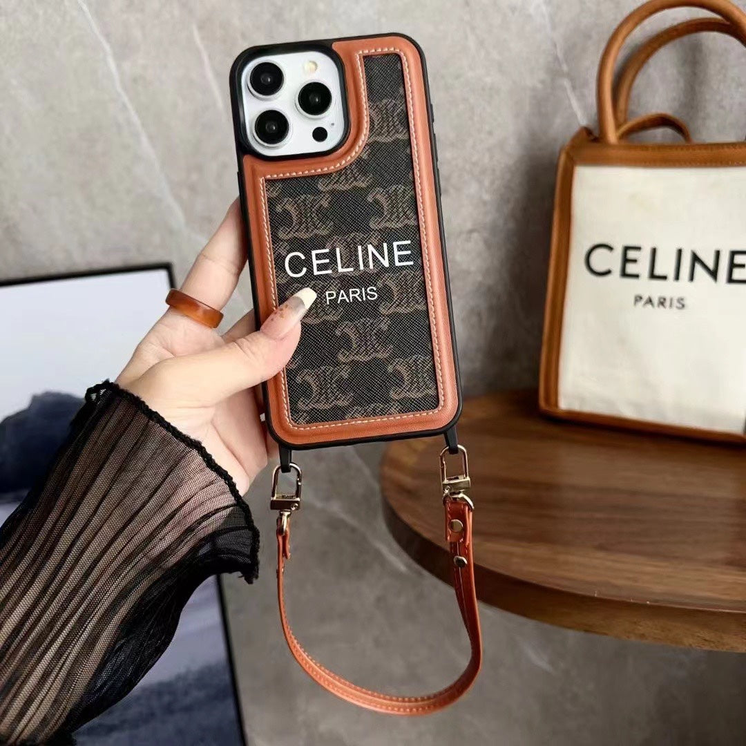 Černé pouzdro Celine na iPhone s páskem - SZ231124