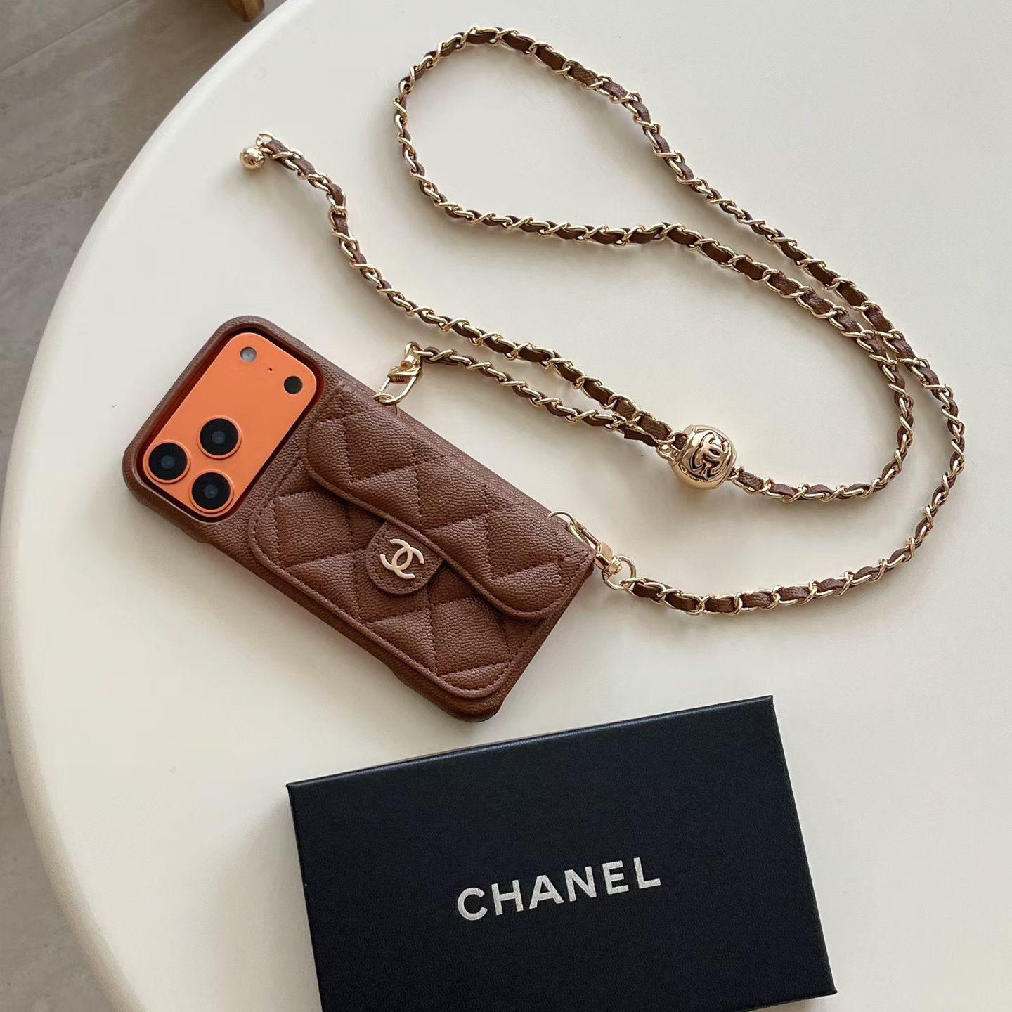 Étui de luxe pour iPhone avec chaîne à main/bandoulière