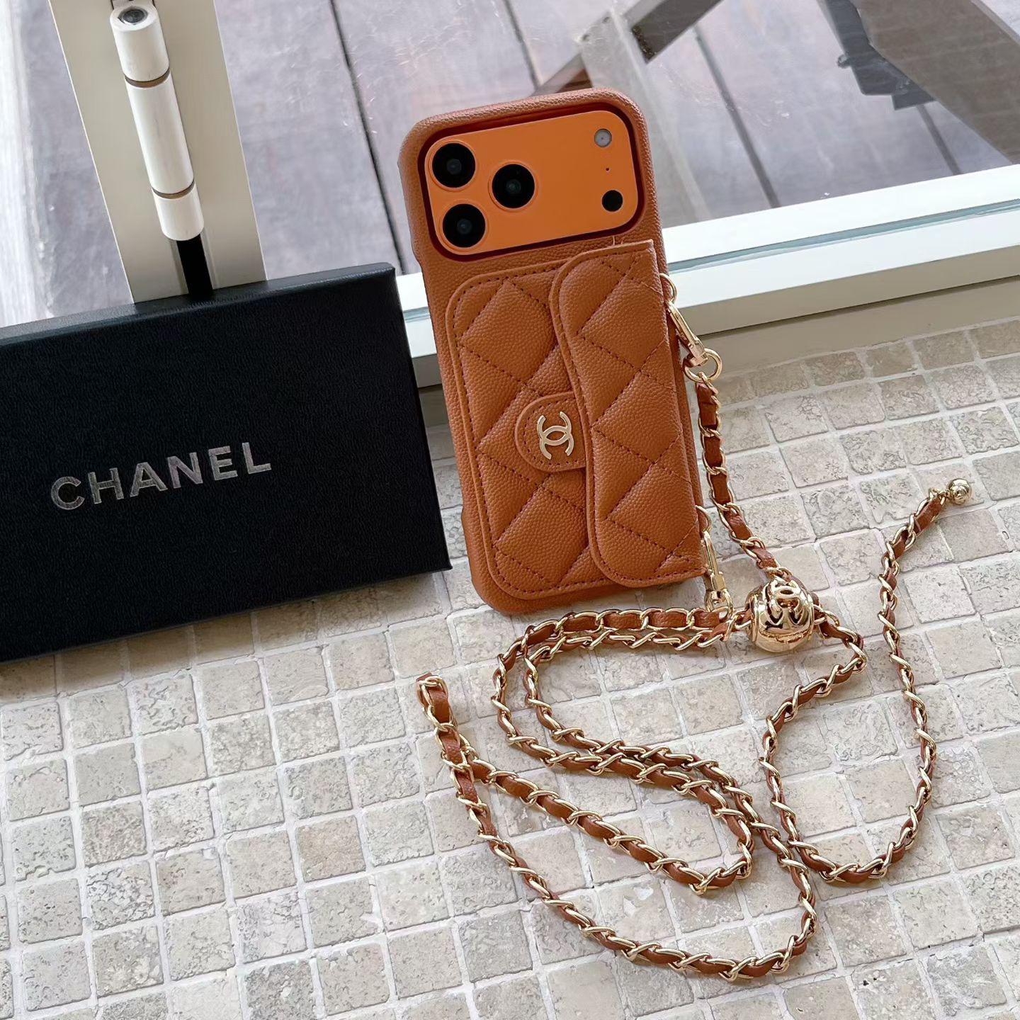 Étui de luxe pour iPhone avec chaîne à main/bandoulière
