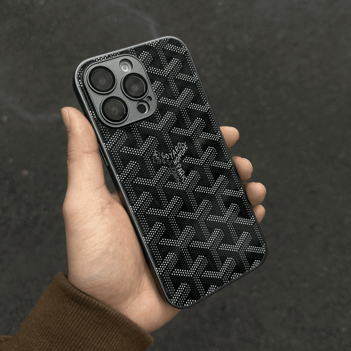 Coque iPhone de luxe à monogramme géométrique G-Y