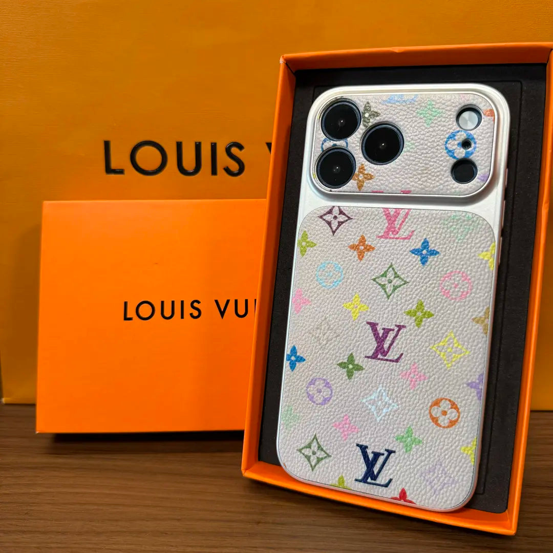 Étui iPhone de luxe multicolore avec monogramme