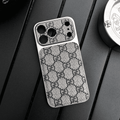 Étui de téléphone en cuir à motif de luxe avec bords antichoc
