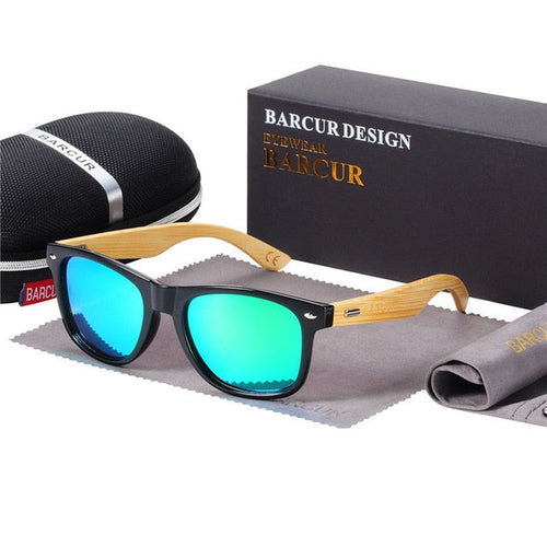 BARCUR Lunettes de soleil polarisées en bambou pour hommes Lunettes de soleil en bois pour femmes Marque Originales Lunettes en bois Oculos de sol masculino