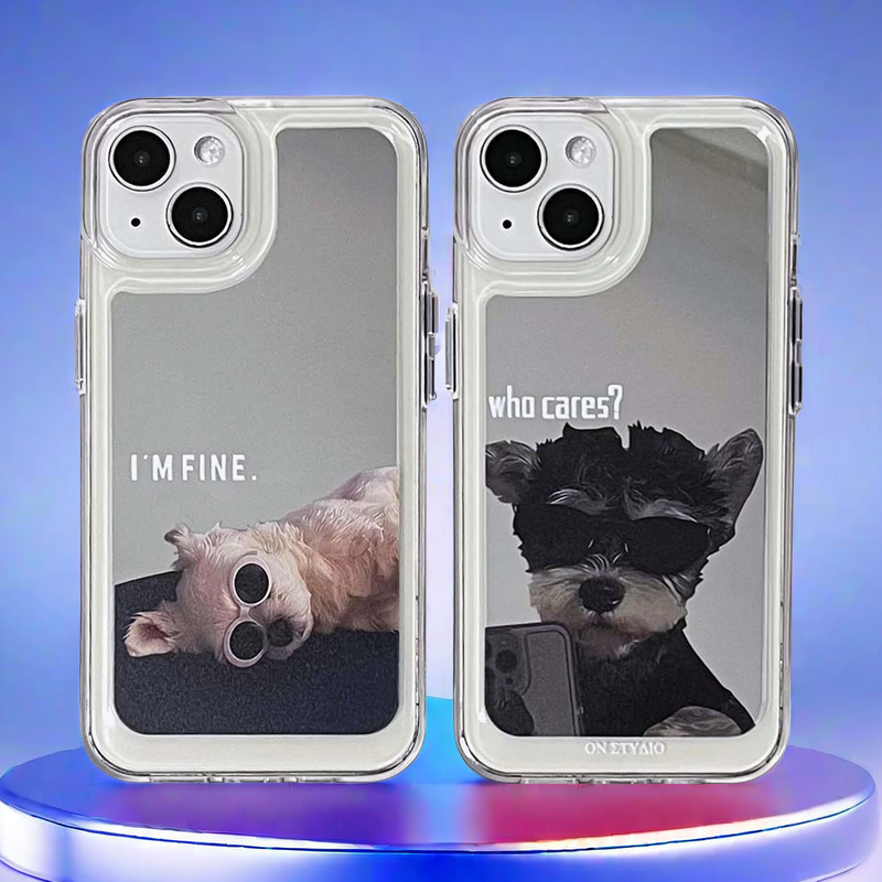Zrcadlové pouzdro na iPhone | Pár psů Jsem v pohodě (Kup 2 a získej 50 % slevu na jedno)
